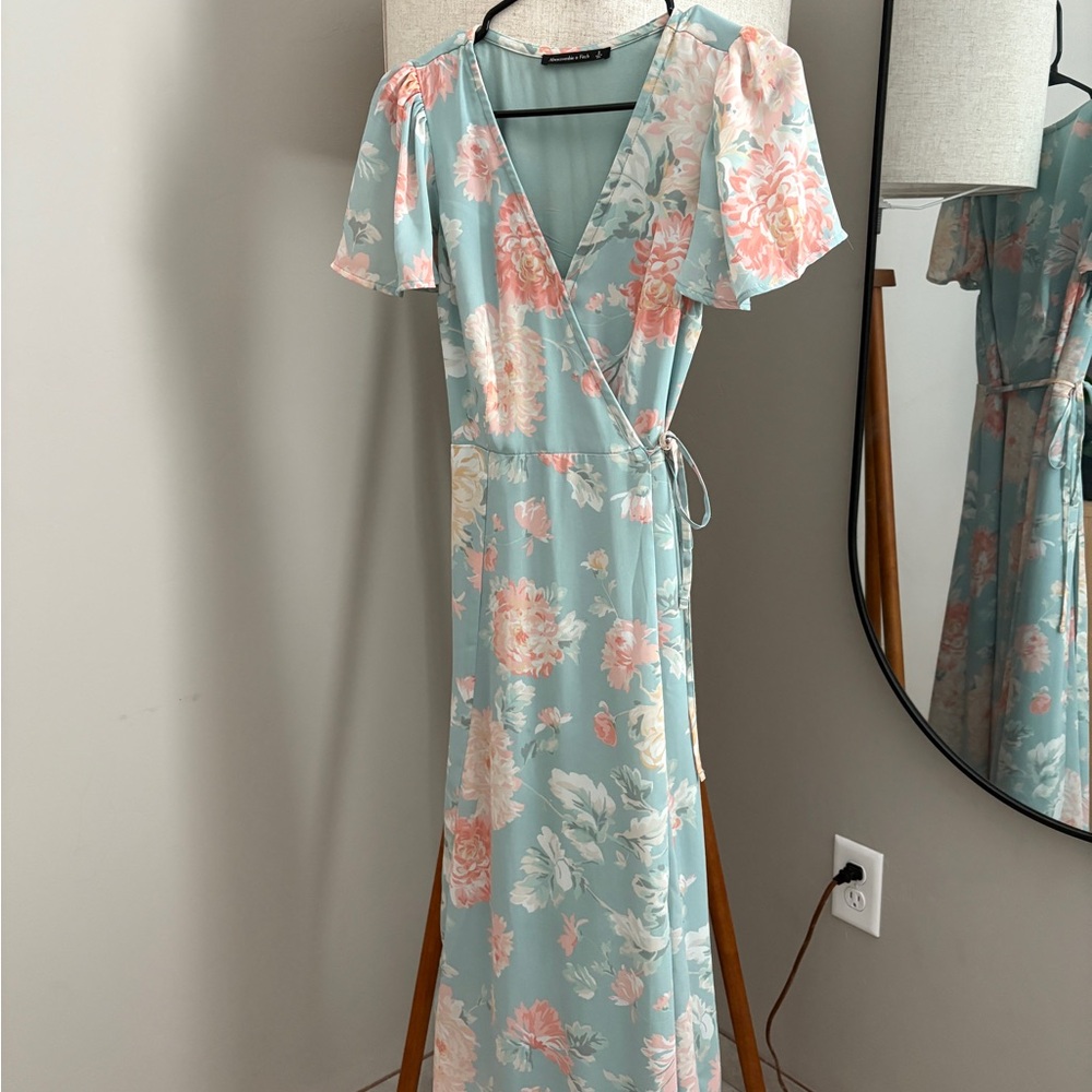 Abercrombie & Fitch Floral Midi Dress in Blue and Pink